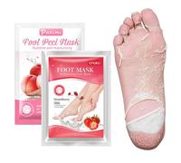 PacuM 2 Pares Peeling Pies Mascarilla Pies Exfoliante Foot Peel Mask Hidratante Talones Agrietados Mascarilla Suaviza Cutículas Repara Agrietada Muerta para Hombres Mujeres (Fresa y Melocotón)