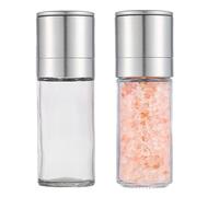 PacuM 2 Piezas Pimentero Molinillo Pimienta Tapa Extraíble Molinillo Sal y Pimienta Acero Inoxidable Vidrio Salero y Pimentero Ajustable Pepper Grinder Manual para Cocina Camping (Tipo B)