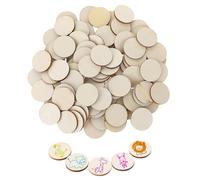 PacuM 200 Piezas Redondos de Madera Sin Terminar 3 cm para Proyectos Escolares Rodajas de Madera Natural Redondo Tallado para Manualidades Rodajas Decoraciones Bricolaje