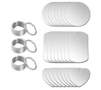 PacuM 24 Piezas Chapa Perro Grabada En Blanco Redondos/Corazón/Rectangulares Chapa Acero Inoxidable Con Llavero para Hacer Collares Colgantes Pulseras Placas Identificación