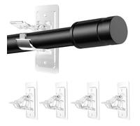 PacuM 4 Piezas Soporte Cortinas Sin Taladrar Soporte Barra Cortina Sin Agujero Ajustable Support para Barra Cortine No Requiere Taladro para Baño Dormitorio Salón (Transparente)