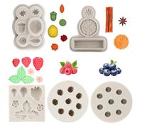 PacuM 5 Piezas Moldes Gominolas 3D para Arándanos Frambuesas Fresas Moldes Silicona Manualidades Resistente Calor para Decoración Pasteles Postre Mousse Pasteles Chocolate Gelatina