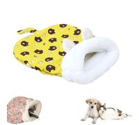 PacuM Cat Sleeping Bag for Indoor Cats, Cat Nest Bed, Soft Plush Snuggle Sack, 360° All-Around Warmth & Large Pocket (Yellow)