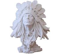 PacuM Figura nativa Americana, esculturas de decoración India, estatuas de Guerreros hindúes, Busto de Cabeza de Resina, decoración del hogar, Manualidades para Oficina, Sala de Estar, Piedra aren