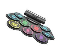 Pad de Batería Enrollable Midi con Grabación y Altavoces | Silicona Negra, 1000 Mah, Conexión Inalámbrica y App, Formato Portátil para Práctica
