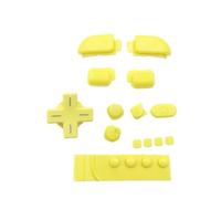 Pad direccional amarillo for Nintendo 3DS XL LL, consola, botón disparador LR, botones de inicio, tornillos y cubierta.