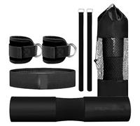 Pad para Hip Thrust con barra - Set de cojín en cuclillas y correa para el tobillo, conjunto de bandas elásticas y cierres de tobillo para sentadillas Curl Fuerza Piernas Entrenamiento Peso Casa Banco