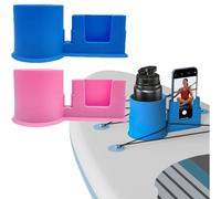 Paddle Board Accessories Cup Holder, Paddle Board Drink Holder and Phone Holders, Plastic Paddles Board Cup for Paddles Board Lovers, with Drain Hole (2PCS-1)
