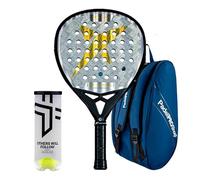 Padel Pro Shop - Pack Pala Drop Shot Axion Attack 1.0 LTD 2025 Jon SANZ, Paletero & Pelotas - Entrenamiento y Partido, Potencia y Control, Carbono 24K Twill, Paletero 100% Poliéster