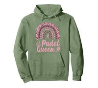 Padel Queen Leopard Rainbow Padel Jugador de Pádel para Mujeres Sudadera con Capucha, Unisex para Adultos, Verde Salvia, XL