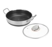 Padella In Acciaio Inossidabile Con Coperchio - Pentola Antiaderente En Acciaio Inossidabile Con Doppia Maniglia E Coperchio - Padella Grande Da Cucina Per Casa, Ristorante, Campeggio, Scottare E Cott
