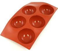 Paderno Flexipad de Silicona Semiesfera para Postres, Molde de Horneado Antiadherente para Hacer Chocolates, Pasteles y Mousses en Forma de Cúpula, Rojo, 8 cm
