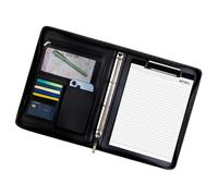 Padfolio de cuero para hombres, Carpeta empresarial de currículum vitae, Portafolio legal con bloc de notas A4, Organizador de documentos y carpeta de currículum para oficina, entrevistas y reuniones