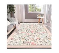 PADGCNOR Alfombra Vintage Floral Felpudo Rosa Pastoral para Sala de Estar