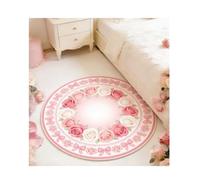 PADGCNOR Alfombra Vintage Floral Felpudo Rosa Redondo para Sala de Estar