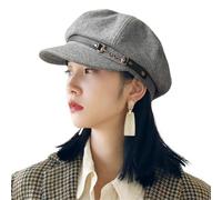 PADGCNOR Boina ajustada para otoño e invierno para mujer, tamaño grande, suave, cálida (gris, 57,5 cm)