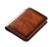 PADGCNOR Cartera Vintage de Piel Cartera de Cuero for Hombre, Billetera Triple, Vintage, Fina, Corta, multifunción, Tarjetero identificación, Monedero for(Brown-Three Folds)