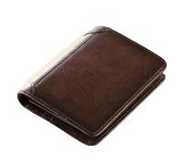 PADGCNOR Cartera Vintage de Piel Cartera de Cuero for Hombre, Billetera Triple, Vintage, Fina, Corta, multifunción, Tarjetero identificación, Monedero for(Coffee-Three Folds)