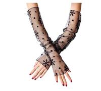 PADGCNOR Guantes de media mano de encaje Guantes de encaje sexys, largos, invierno, hasta el codo, medio dedo, con cinta, sin dedos, rejilla, for ceremonias y fiestas(Color 11)