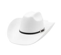 PADGCNOR Sombrero Vaquero Hombre Sombrero de Vaquero Occidental con ala enrollada 9,5 cm, Sombreros Jazz, Gorra Fieltro for Hombres y Mujeres, Sombrero for Montar a Caballo decoración(White)