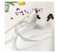PADGCNOR White Lace Ribbon Wands with Golden Silver Bells, Fairy Streamer Stick for Wedding Party(Light Grey,30pcs)