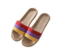 PADGCNOR Zapatillas de paja para mujer Chanclas de lino tejidas con paja for mujer, zapatillas interior for casa, chanclas verano, zapatos casuales for(Red,38-39)