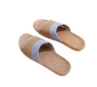 PADGCNOR Zapatillas de paja para mujer Zapatillas De Playa Paja Verano For Mujer, Pantuflas Con Nudo Mariposa, Interior For El Hogar, Zapatos Lino(Blue,35-36(35-36))