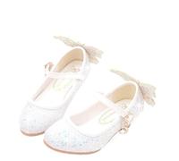 PADGCNOR Zapatos Princesa Niñas Zapatos for niños, Moda con Flecos, Nudo de Mariposa, Zapatos Princesa for niñas, Informales tacón Alto Purpurina for, Baile for Estudiantes(White,32)