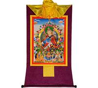 Padmasambhava Tibetano for decoración del hogar Meditación Budista Hecho a Mano Thangka Brocado Yoga Decoración (Color: Oro, Tamaño: S) (Color: Azul, Tamaño: M) (Col (Color : Purple, Size : M)