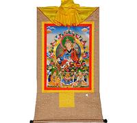 Padmasambhava Tibetano for la decoración del hogar Meditación Budista Thangka Brocado Hecho a Mano Decoración de Yoga (Color : Gold, Size : S) (Color : Blu, Size : M) (Color : Bruin, Size : Small