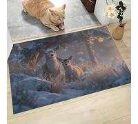 Padre Animal Ciervo Alfombra Atrapapolvo Antideslizante Lavable en Lavadora,60 x 90 cm Felpudo de Entrada con Microfibras para Entrada Puerta Pasillo, Marrón Claro