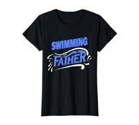 Padre Flotante - Nadador Camiseta gráfica económica, Mujer, Negro, L
