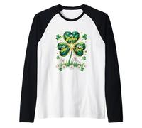 Padre Hijo Espíritu Santo Día de Patricios Cristiano Irlandés Camiseta Manga Raglan