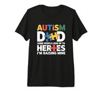 Padre Orgulloso del Hijo héroe Autista Conciencia sobre el Autismo Papá Hijo Camiseta Premium