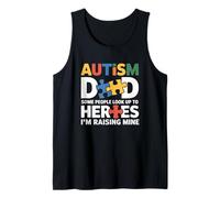 Padre Orgulloso del Hijo héroe Autista Conciencia sobre el Autismo Papá Hijo Camiseta sin Mangas