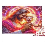 Padre Sonriente y Niño Puzzle de 1000 Piezas Papel para Adultos Estilo Aura Colorida Juego Familiar Relajación Decoración Hogar 70x50cm/1000pcs