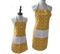 Padres Eyand y el Niño Que Cocina el Delantal - algodón y Lino mamá y Delantal de los niños con Pocket, Que cocinan la jardinería Delantal de la Cocina (Amarillo)