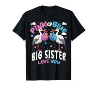 Padres Rosa O Azul Big Sister Love You Baby Revelación De Género Camiseta