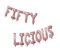 Padrino - Globos de aluminio de 16 pulgadas con palabras y frases temáticas, letras del alfabeto, globos de aluminio para decoración (oro rosa, cincuenta liciosos)