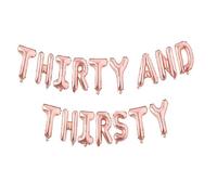 Padrino - Globos de papel de aluminio de 16 pulgadas con palabras y frases temáticas, letras del alfabeto, globos de aluminio para decoración (oro rosa, treinta y treinta)