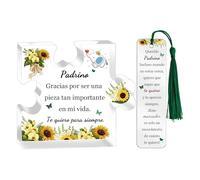 Padrino Regalos Día del Padre de Ahijada Ahijado Signos Forma de Rompecabezas Marcador de Libro Juego de 2 Piezas Cumpleaños Día de Familia Placas Acrílicas Navidad Hombres Recuerdos de Jubilación
