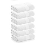 PADUANA | Pack 6 Toallas Tocador 30x50 Blanco 100% algodón Peinado - Toalla Secado Suave, rápido y máxima absorción - Disponible Toalla tocador, Toalla Lavabo, Toalla Ducha y Toalla Baño