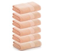 PADUANA | Pack 6 Toallas Tocador 30x50 Camel 100% algodón Peinado - Toalla Secado Suave, rápido y máxima absorción - Disponible Toalla tocador, Toalla Lavabo, Toalla Ducha y Toalla Baño