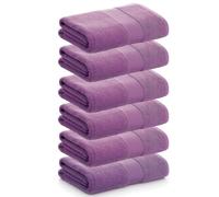 PADUANA | Pack 6 Toallas Tocador 30x50 Lila 100% algodón Peinado - Secado suave, rápido y máxima absorción - Disponible Toalla de tocador, Lavabo, Ducha y Baño