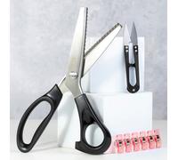 PADUNE® Tijeras Zig Zag de 5mm. + Cortahilos + pinzas costura para tela | Tijeras Dentadas Costura de Acero Inoxidable para tela y manualidades.