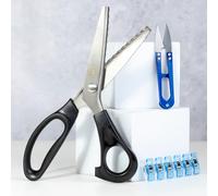 PADUNE® Tijeras Zig Zag de 7mm. + Cortahilos + pinzas costura para tela | Tijeras Dentadas Costura de Acero Inoxidable para tela y manualidades. (Zig Zag 7mm)