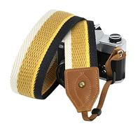 Padwa Lifestyle Correa de cámara - Correa de 5 cm de ancho con diseño de caballo loco de piel de vaca, Correa de hombro y cuello tejida de algodón puro ajustable para cámaras DSLR, gran regalo para