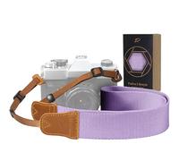 Padwa Lifestyle Correa para cámara - 1.5" de ancho Crazy Horse Cowhide Head Camera Straps,Correas ajustables de algodón tejido para fotógrafos y todas las cámaras DSLR (Morado claro)