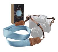 Padwa Lifestyle Correa para cámara - 1.5" de ancho Crazy Horse Cowhide Head Camera Straps,Correas ajustables de algodón tejido para fotógrafos y todas las cámaras DSLR (Azul claro)