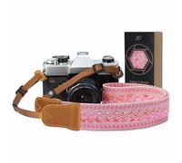 Padwa Lifestyle Speed Pink - Correa de cámara de 1.5 pulgadas, suave tejido de cuerda de algodón suave, correa de piel de vaca para fotógrafos y todas las cámaras, bonita correa tejida vintage